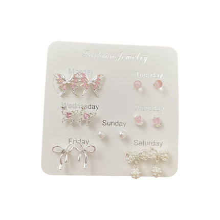 Exquisite Pink Zircon Butterfly Earrings suit Light Luxury High-end Earrings Sweet Fairy Style Earrings Summer Seaside