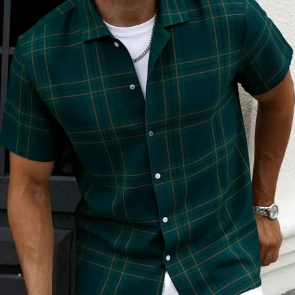Fashion Men's Green Cotton Linen Men's Short-sleeved Shirt Casual Men's Shirt Summer 2025 New Cross-border Exclusive