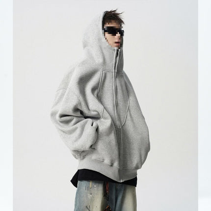 American-Style Heavy Deconstructed Hooded Jacket for Men, Spring Trendy Brand Design Patchwork Sweatshirt, High Street Cool Couple Hoodie