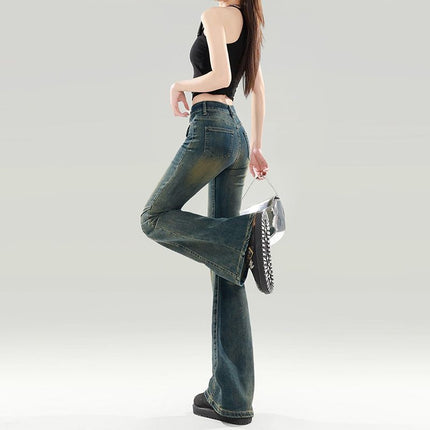 Flared Jeans That Show Off Your Figure, Versatile 2025 Chic Design Flared Pants, Fashionable Women's Spring Elastic New Style
