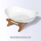 Bamboo wood frame white single layer plate [plastic type]