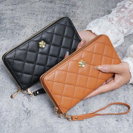 New European and American Light Luxury Fresh Small Fragrance Women's Wrist Wallet Card Holder Multi-Card Slot Women's Cross-Border Mobile Phone Bag
