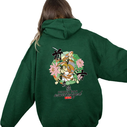Foreign Trade Women's Velvet Sweatshirt Cartoon Cat Print Kangaroo Pocket Drawstring Print Hoodie