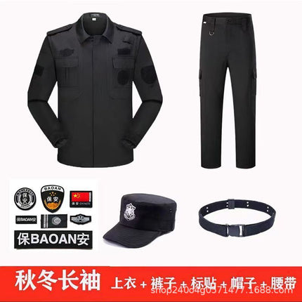 Security Work Clothes Spring and Autumn Suit Black Training Jacket Twill Straight Security Coat Autumn and Winter Long-Sleeved Security Uniform