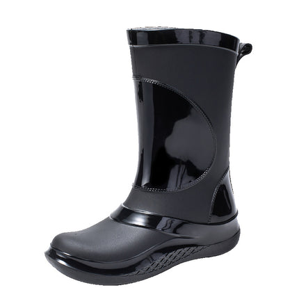 Rain Boots for Women, New Fashionable Waterproof Shoes, Mid-Calf Outdoor Rain Boots for Beachcombing, Trendy Non-Slip Waterproof Slip-On Rubber Shoes