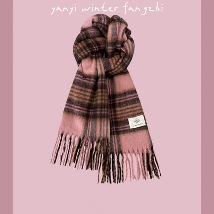 Cross-Border Popular Versatile Plaid Scarf Women's Winter Scarf Retro Thickened Imitation Cashmere Student Thickened Scarf Men's Wholesale