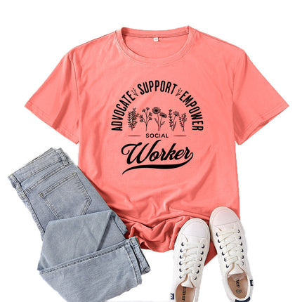Amazon Supply Advocate Support Empower Printed Short-Sleeved Women's Casual Summer Casual