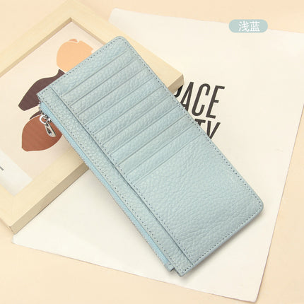 Genuine Leather women's wallet long foreign trade Japanese multi-card card holder first layer cowhide zipper handbag long wallet