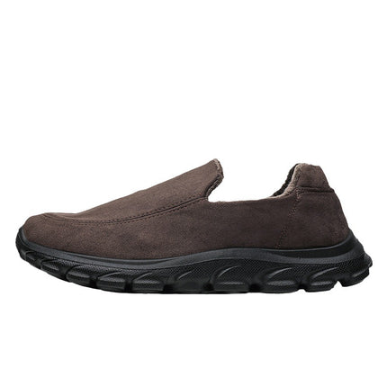 Domestic Men's Cotton Shoes, Slip-On Warm Shoes, Winter Fleece-Lined Thickened Lazy Shoes, Non-Slip Casual Shoes, Dad Shoes