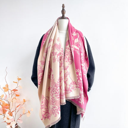 Sweet and Cute Rabbit Garden Double-Sided Jacquard Scarf for Girls Winter Thickeneded Shawl Korean Style Student Warm Scarf