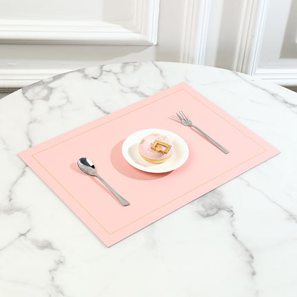 Scandinavian Style Gold Edge Rectangular Leather Placemat Double-Sided Two-Color Leather Placemat Waterproof and Oil-Proof Insulated Table Mat