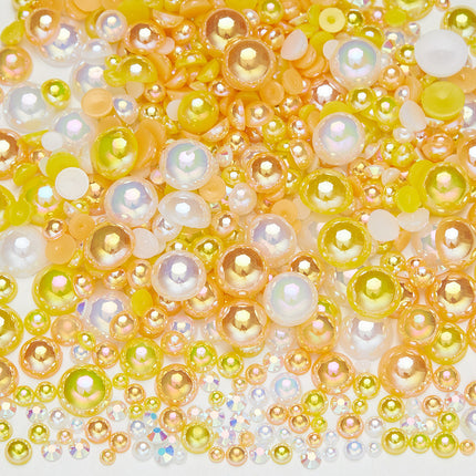 Nail Art Ab Colorful Flats Bottom Diamond Semi-Circle Pearl Mixed Color Set DIY Material Mobile Phone Shoes Clothing Cup Accessories