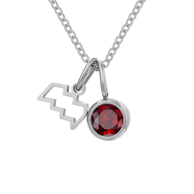 Cross-Border European and American Twelve Zodiac Signs Three-Dimensional Fashion Necklace, Light Luxury Colorful Rhinestone Birthstone Necklace, Stainless Steel Jewelry