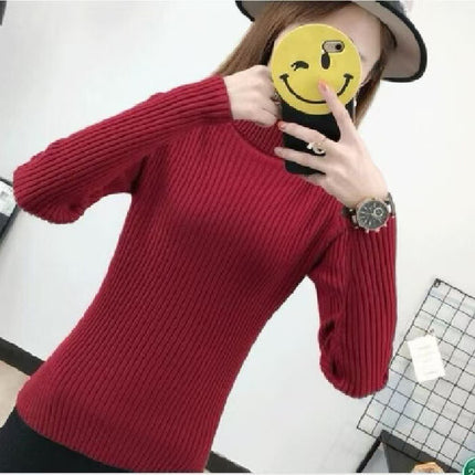 Factory direct turtleneck sweater women's autumn and winter all-match inner slim fit slim top black fashion knitted base shirt