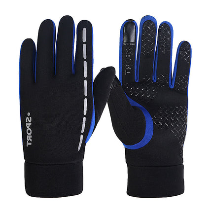 Printed LOGO gloves full finger men's autumn and winter touch screen plus velvet gloves men's warm non-slip waterproof winter printing