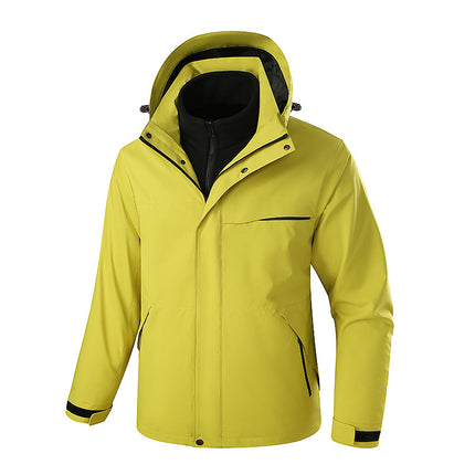 Three-In-One Men's Hooded Detachable Waterproof and Windproof Mountaineering Jacket Three-In-One Jacket