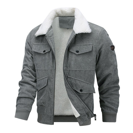 Cross-border winter cotton-padded coat men's plus size thickened lamb wool cold-proof warm collar high-grade corduroy coat cotton-padded coat