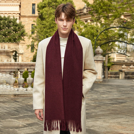 Wool Scarf Autumn and Winter Korean Style Men's Scarf Pure Color New Versatile Cashmere Scarf Women's Winter Warmth