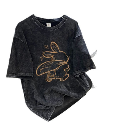 Cross-border Women's 2025 Summer New Cotton Short-sleeved T-shirt Women's Korean-style Fashionable Loose All-match Fashionable Brand Top for Women