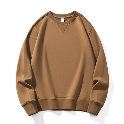 380g Heavyweight Pure Cotton Terry Sweatshirt Men's Sweatshirt American Retro Solid Color Long-Sleeve Crew Neck Unisex Customizable