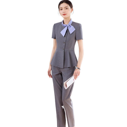 New Professional suit Women's Summer Short-sleeved Fashion Temperament Goddess Fan Jewelry Shop Beauty Salon Front Desk Reception Work Clothes
