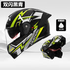 Helmet-dual flash black and blue [hd dual mirror]
