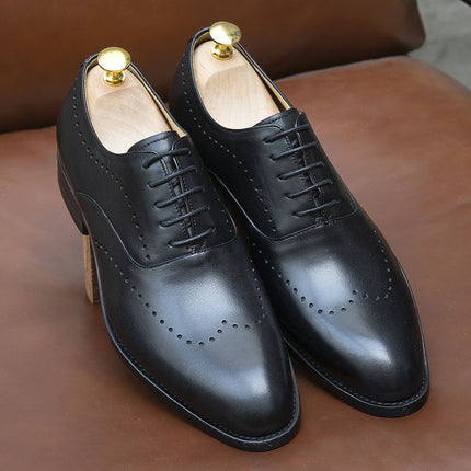 2024 Men's Shoes Spring/Summer Brogue Carved Pointed Business Handmade Gentleman Elegant Oxford Shoes Men's Large Size Shoes Men