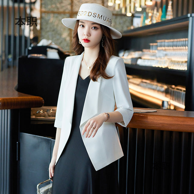 [Three-Quarter Sleeve Dress] Women's Formal Suit Dress, Korean Style Fashion Professional Attire, Small Blazer Dress for Spring and Summer