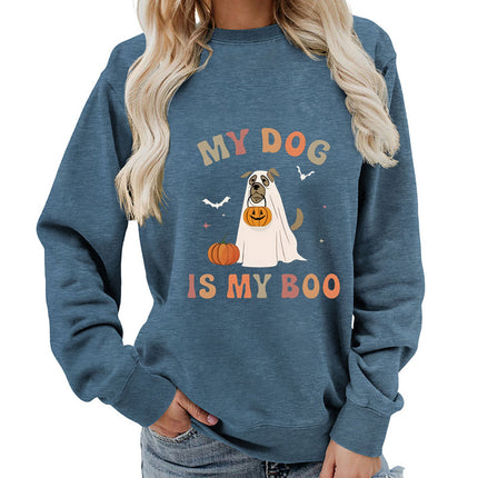 Amazon Cross-border Foreign Trade Source my dog Printed Round Neck Women's Jacket Sweatshirt Jacket Casual Loose European Size