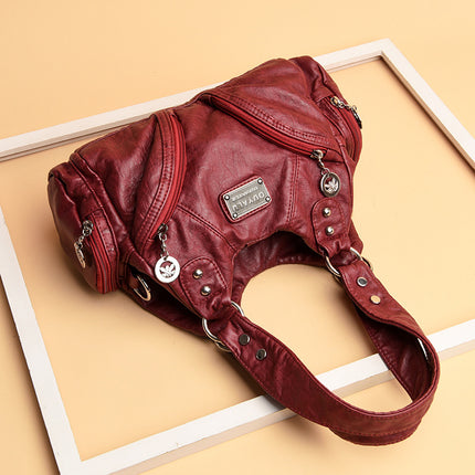 Cross-Border Retro Soft Leather Motorcycle Bag New European and American Trendy Diagonal Shoulder Bag Ready-Made Amazon Quality Women's Bags