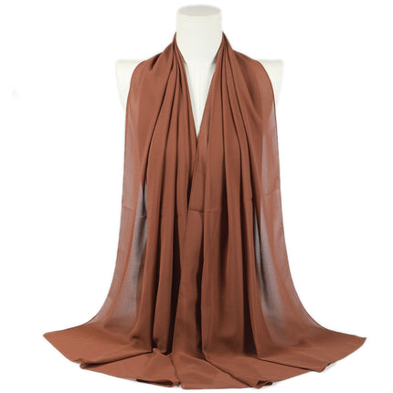 Solid Color Single Color Pearl Chiffon Scarf Malaysia Hot Selling Long Scarf Scarf Shawl Export Malaysia