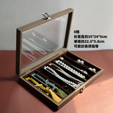 Walnut Grain Large Capacity Jewelry Storage Box Ring Earrings Necklace Jewelry Box Bracelet Jewelry Dustproof Display Box
