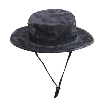 Camouflage Tactical Penny Hat suit Multifunctional Outdoor Fishing Hat Fisherman Hat Sunscreen Protective Breathable Round Edge Hat for Men
