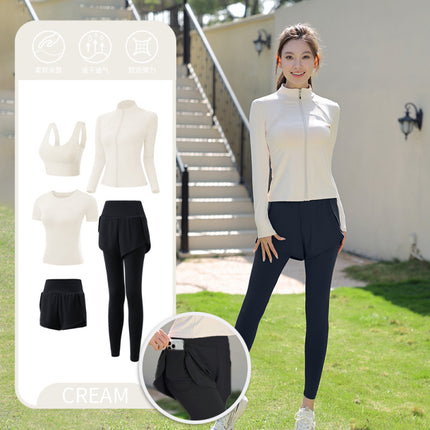 Yoga Clothing Suit for Women 2025 New Flesh-Covering Running Suit for Women Morning Running Sports Fitness Quick-Drying Clothing Wholesale