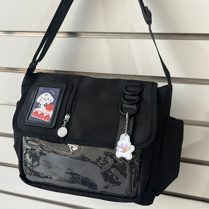 Japanese-Style Original Canvas Tote Bag, College Style Design, Casual Versatile Shoulder Bag, Lightweight Waterproof Burden-Reducing Crossbody Bag