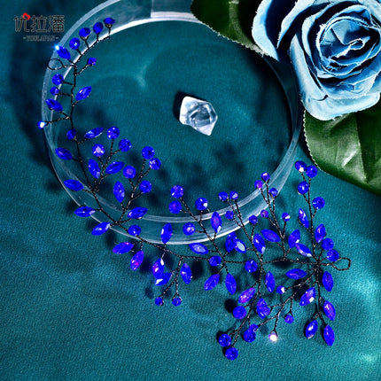Youlapan Cross-Border Bridal Braided Hairband Super Shiny Rhinestone Crystal Headpiece for Photo Shoots and Studio Accessories Hp21