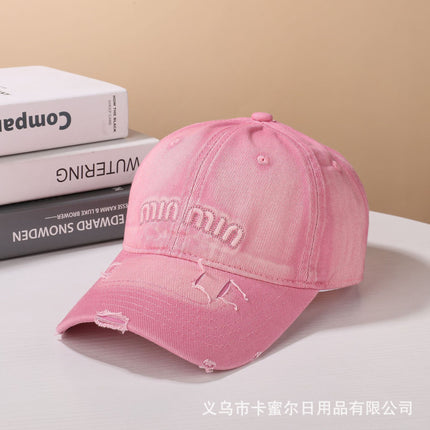 2025 New Letter Embroidered Baseball Cap Korean Style Washed All-match Face Showcase Soft Top Duck Tongue Hat Trend