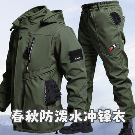 Spring and Autumn Waterproof Windproof Suit Outdoor Mountaineering Suit suit Men's Windproof Wear-resistant Tooling Soft Shell Combat Work Clothes