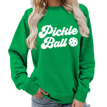 Pickle ball Printed Round Neck Women's Top Sweatshirt Foreign Trade Supply Autumn and Winter Coat Casual Loose European Size