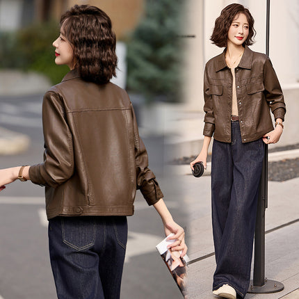 Haining Vegetable Tanned Sheepskin 2025 Spring and Autumn New Genuine Leather Clothing Women's Small Casual Jacket Coat Short Women