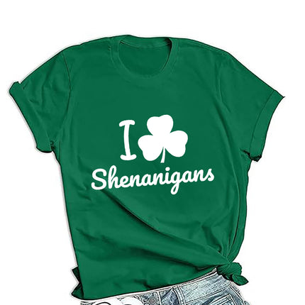 Cross-border PDD supply St. Patrick's Day men's and women's same loose round neck pullover short sleeve printed T-shirt