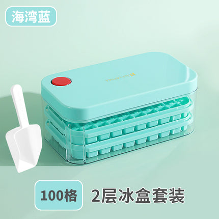 Ice Cube Mold Food Grade Household Pressed Ice Tray Large Capacity Ice Cube Storage Box Refrigerator Homemade Frozen Ice Artifact