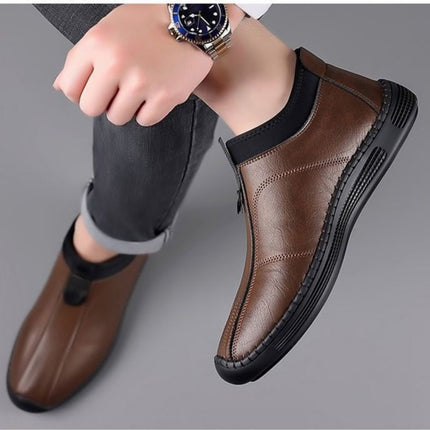 Cross-border Autumn and Winter fleece-lined High-top Men's Shoes Cotton-padded Shoes Soft Sole Breathable All-match Casual Shoes Non-slip Simple Casual Men's Leather Shoes