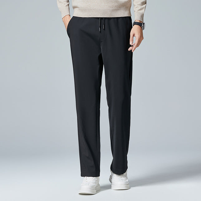 Weilong Garment Elastic Waist Casual Pants Men's Velvet Warm Pants Autumn and Winter New Straight-Leg Coldproof Thickened Pants