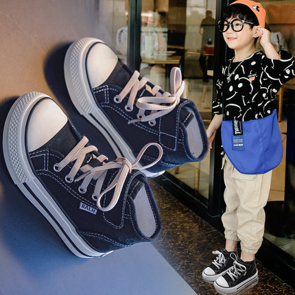 Children's Shoes Mango Head High-Top Canvas Shoes Spring and Autumn Casual Board Shoes for Boys and Girls Soft Sole Baby Cloth Shoes