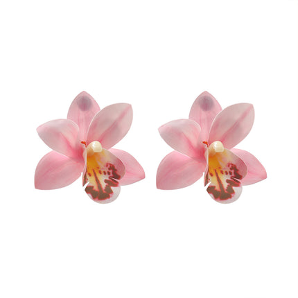 European and American Exaggerated Jewelry Butterfly Orchid Multi-Layer Earrings Earring Stylish Large Flower Summer Vacation Cross-Border Supply