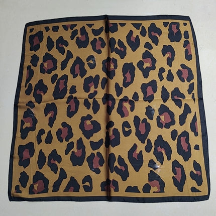 Korean Cashew Silk Scarf Women's Square Scarf Leopard Print Silk Scarf Imitation Silk Scarf Elegant Fashion Four Seasons Cross-Border Printed Scarf