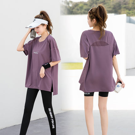 Sports suit Women's Yoga Fitness Clothes Running Gym Summer Breathable plus size chubby girl Belly Covering Slim Loose