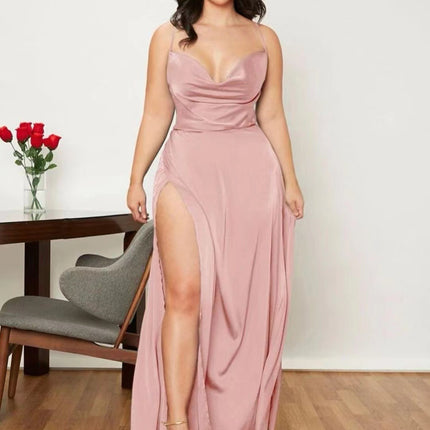 2025 New European and American Foreign Trade Women's Sexy Slim Slim-Fit Backless Amazon Strap Tight Waist Dress Long Dress