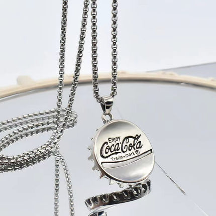 Coke bottle cap sweater chain men's and women's trend personality long high sense pendant European and American hip hop accessories necklace wholesale